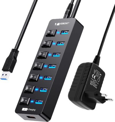 VEMONT – Hub USB Activo 3.0 con Fuente de alimentación...